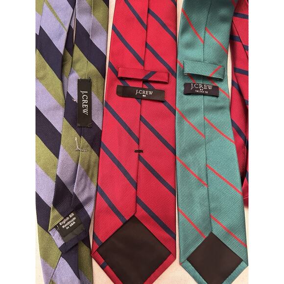 Lot 3 J Crew Diagonal Stripe 100% Silk Menswear Skinny Tie handmade in‎ USA - Picture 3 of 8